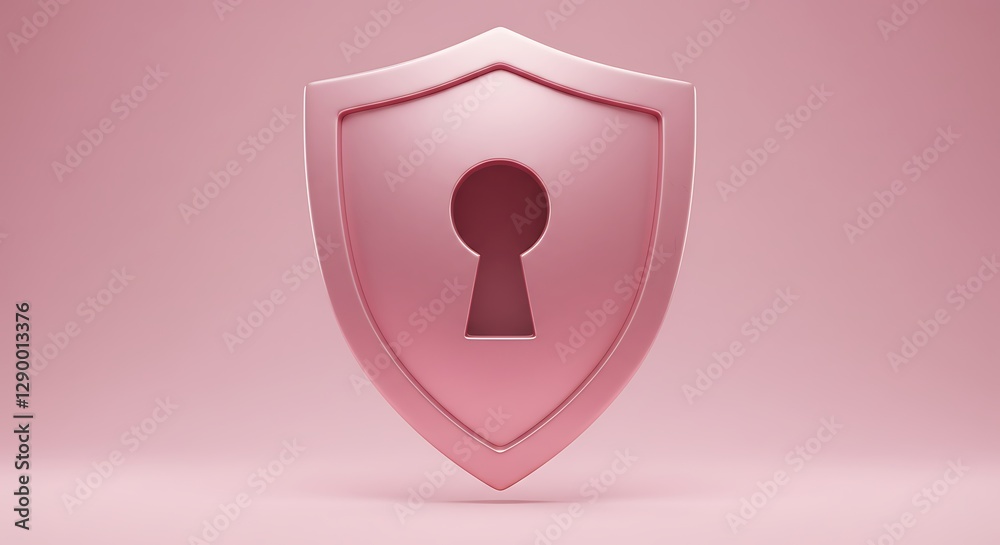 Shield with Keyhole Symbolizing Security and Privacy on Pink Background Shield with Keyhole Symbolizing Security and Privacy on Pink Background