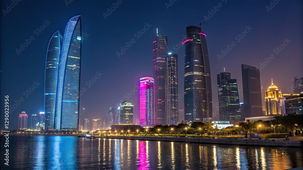 Fototapeta premium singapore city skyline at night