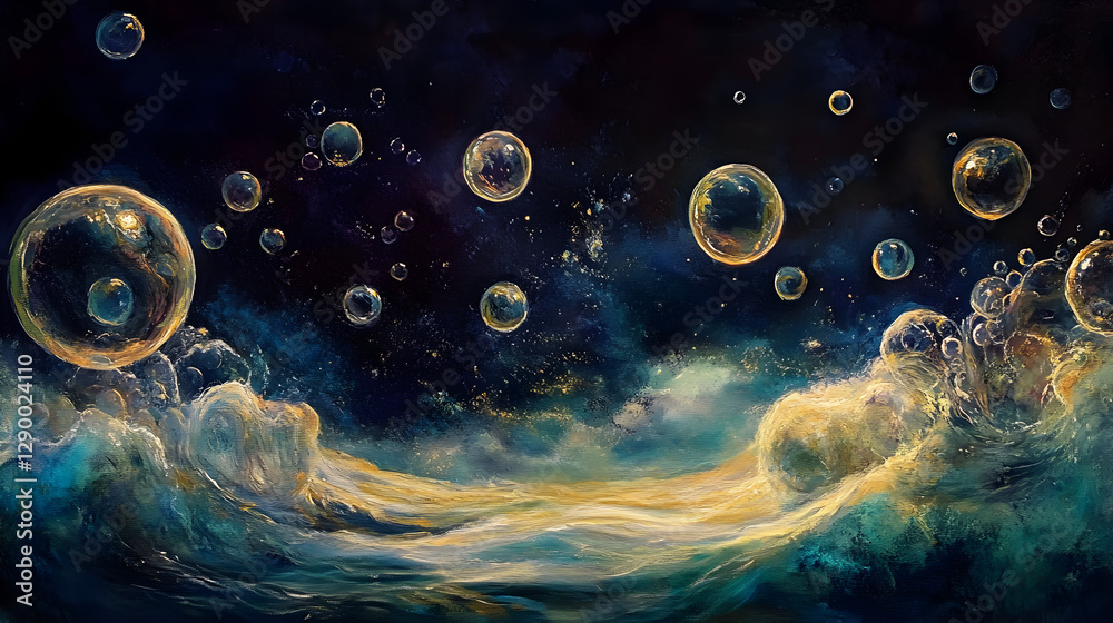 bubbles rising toward the surface against a dark, mysterious background bubbles rising toward the surface against a dark, mysterious background