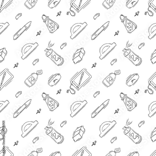 artist tool pattern. art supplies seamless pattern. doodle artist kit seamless pattern. doodle art material background