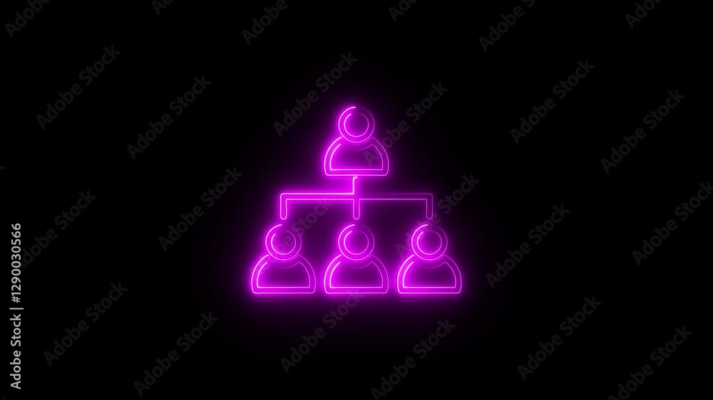 Glowing neon business discussion meeting icon animation. involved in serious negotiations or business contract discussion in modern office conference room.