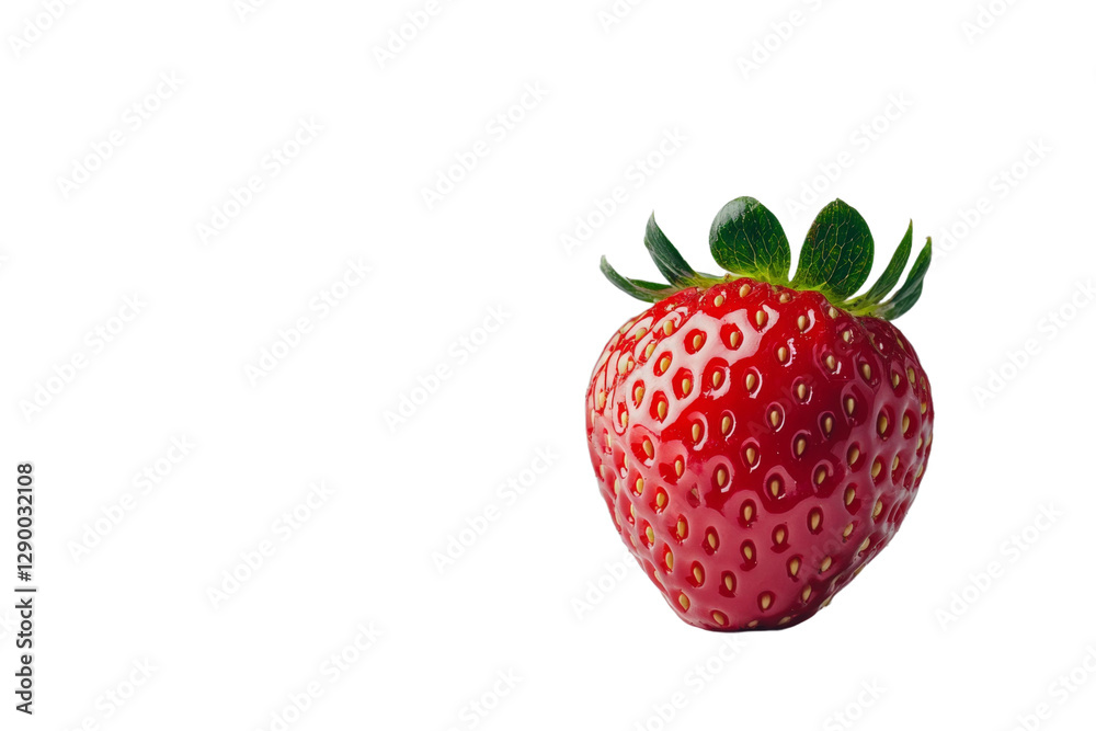 Red strawberry with a green leaf on top, isolated Red strawberry with a green leaf on top, isolated