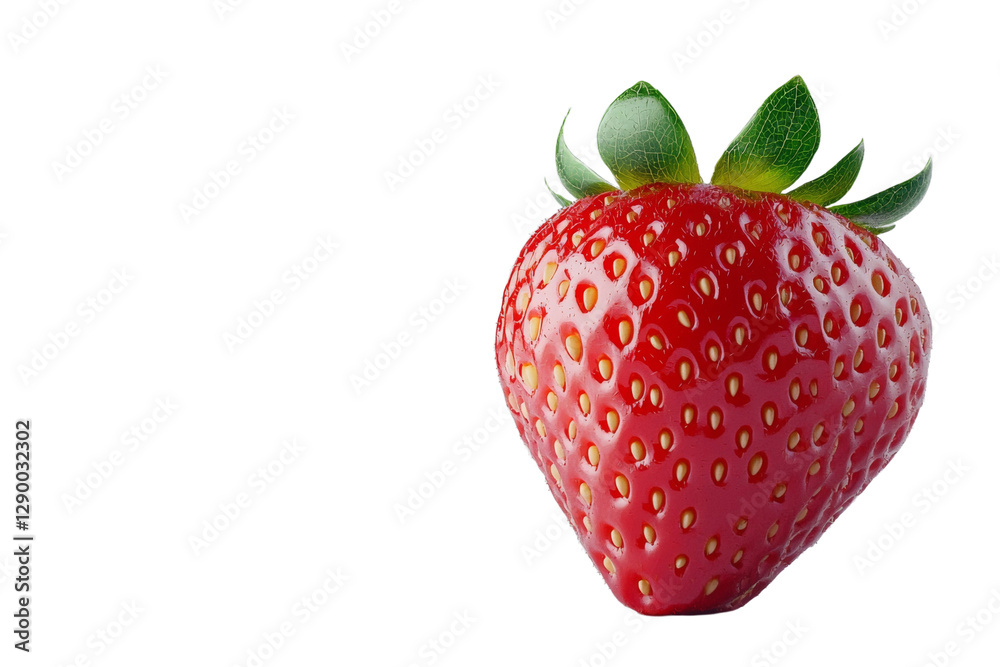 Red strawberry with green leaves on top, isolated Red strawberry with green leaves on top, isolated