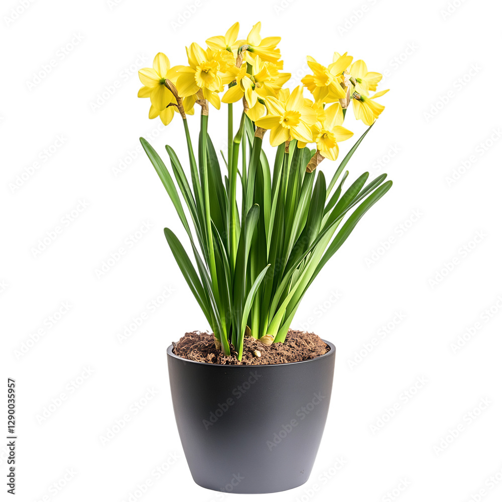 A Vibrant Yellow Daffodil Plant in Full Bloom Isolated on Transparent Background A Vibrant Yellow Daffodil Plant in Full Bloom Isolated on Transparent Background
