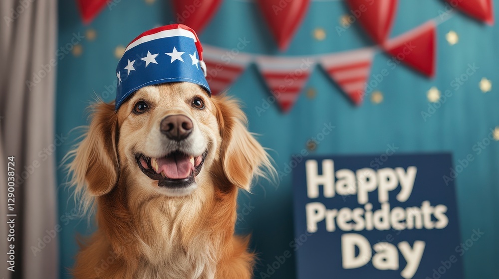 custom made wallpaper toronto digitalHappy Presidents Day Celebration with a Smiling Golden Retriever Wearing a Hat