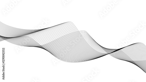 Vector abstract wave black lines on white background template.  Abstract black lines wave curve motion on white background. Vector Illustration.