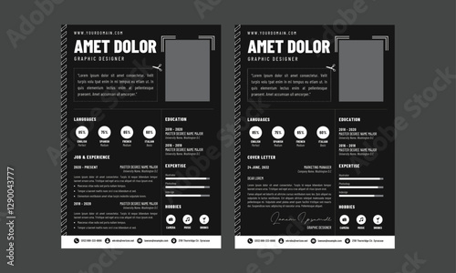 Resume CV. Minimalist resume and cover letter layout design. Professional resume cv template. Vector illustration