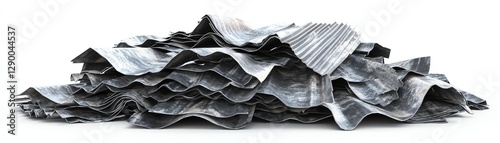 Metal scraps stacked in disarray, white isolate background.