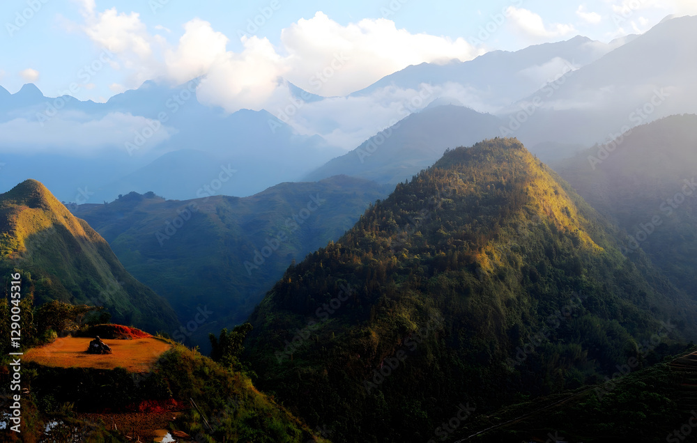 Obraz premium Serene Mountain Landscape at Dusk