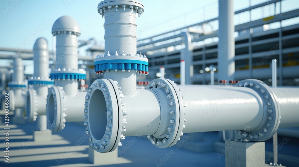 Pipelines at a gas processing plant. Industrial background with pipes and flanges. Pipelines at a gas processing plant. Industrial background with pipes and flanges.