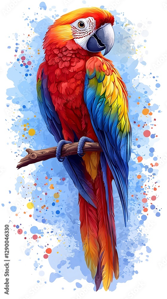 Obraz premium Scarlet Macaw Bird Watercolor Painting Print