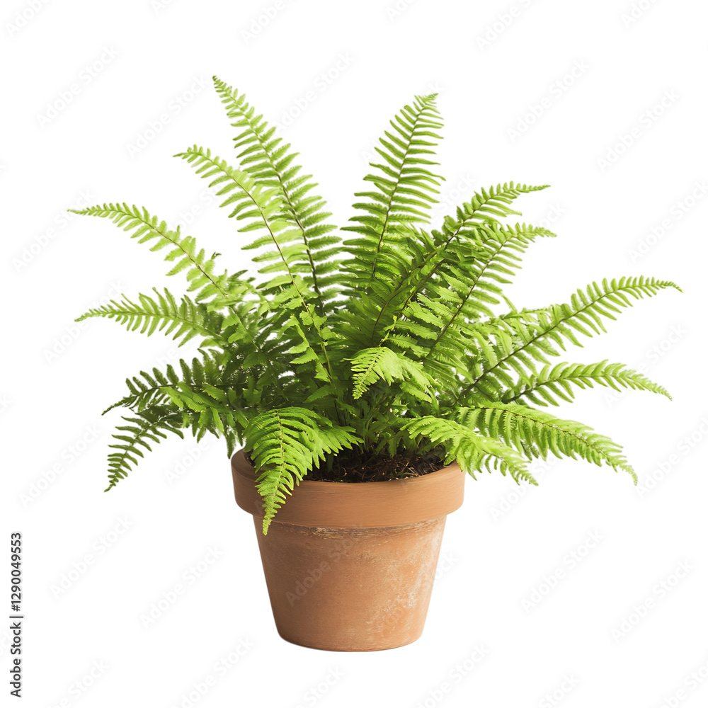 A Small Potted Fern with Delicate Feathery Fronds Isolated on Transparent Background A Small Potted Fern with Delicate Feathery Fronds Isolated on Transparent Background