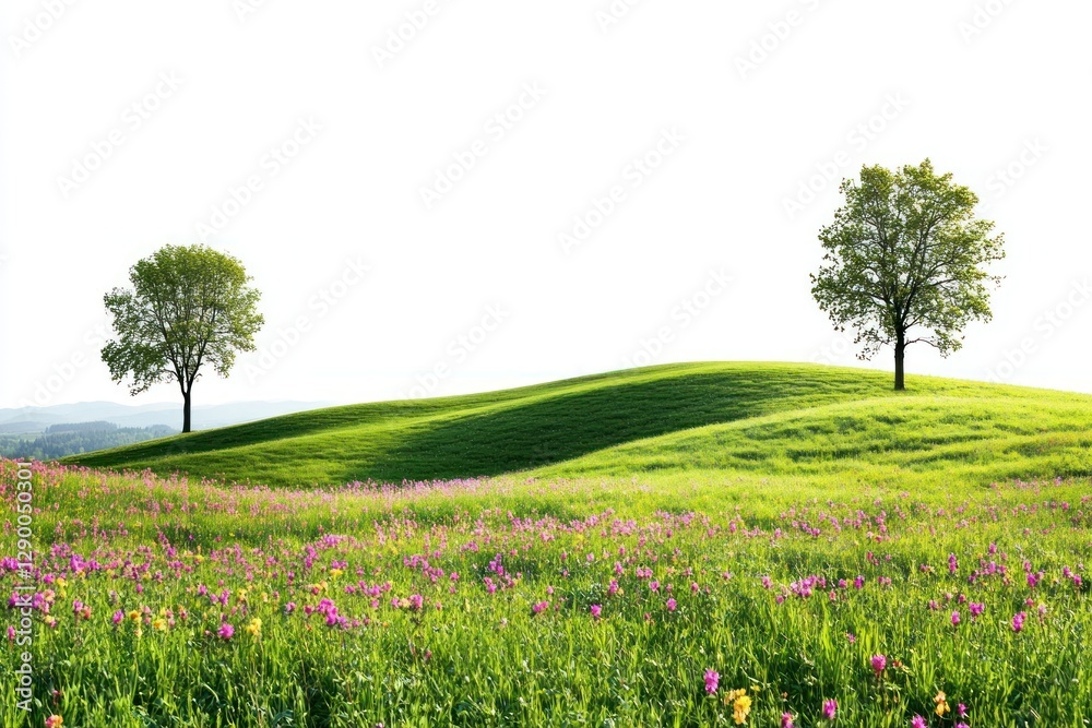 Naklejka premium Hilly spring fields landscape scenery nature.