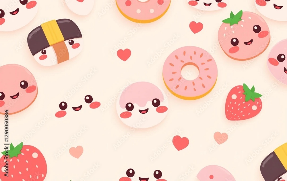 Kawaii Food Background Kawaii Food Background