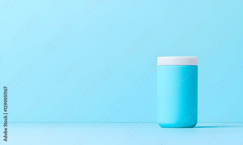 Minimalist Blue Jar on Soft Blue Background for Product Display