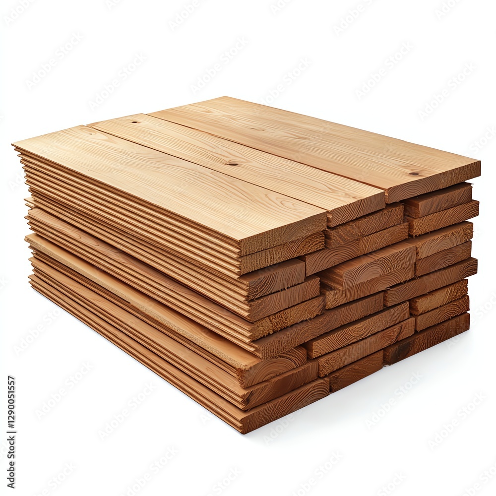 Stack of wooden planks, white isolated background Stack of wooden planks, white isolated background