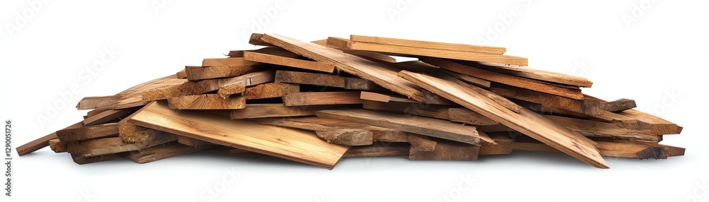 Wooden planks stacked in a pile, white isolated background. Ideal for woodworking projects. Wooden planks stacked in a pile, white isolated background. Ideal for woodworking projects.