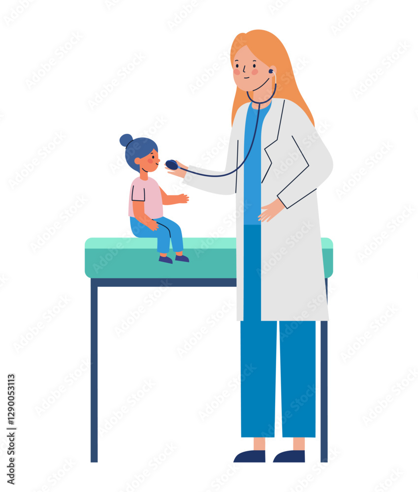 Baby Doctor Examining Child on Table
