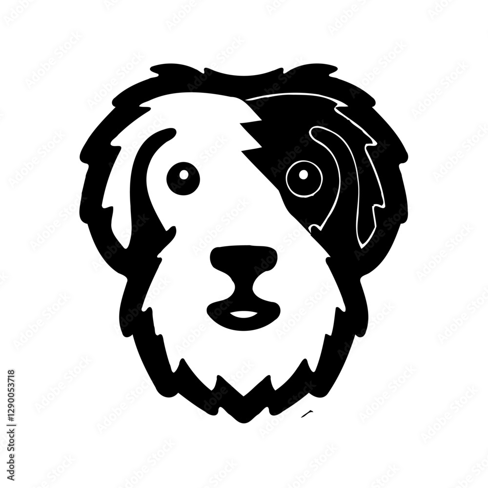 Charming Dog Face Illustration in Black & White Charming Dog Face Illustration in Black & White