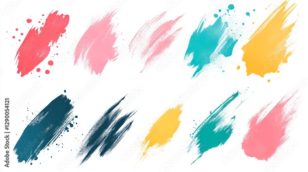 Fototapeta premium Vibrant and Colorful Paint Strokes Vector Set Showcasing Artistic Expression and Creative Designs
