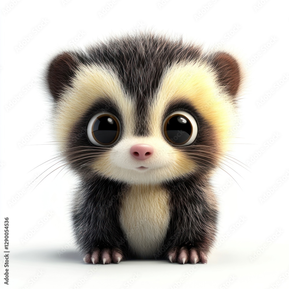 Fototapeta premium Marbled Polecat illustration creature cartoon.