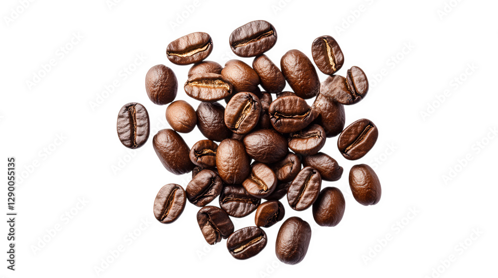 a collection of coffee beans displayed on a white background. showcasing their rich brown colors and varying shapes. highlighting their natural texture and sheen appeal of coffee as a beverage and it a collection of coffee beans displayed on a white background. showcasing their rich brown colors and varying shapes. highlighting their natural texture and sheen appeal of coffee as a beverage and it