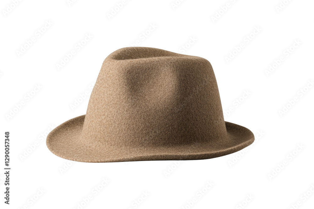 Tan hat with a pointy top and a round brim, isolated Tan hat with a pointy top and a round brim, isolated