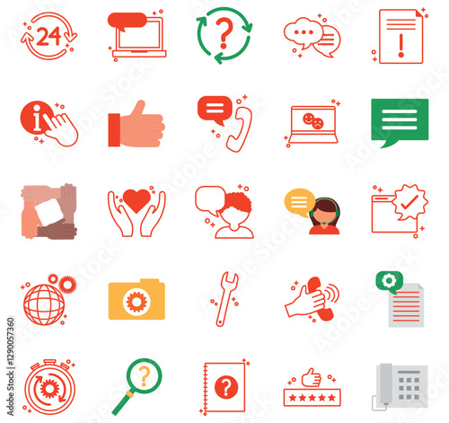 Set of vector help icons with white background