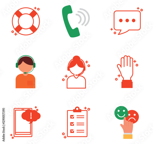 Set of vector help icons with white background