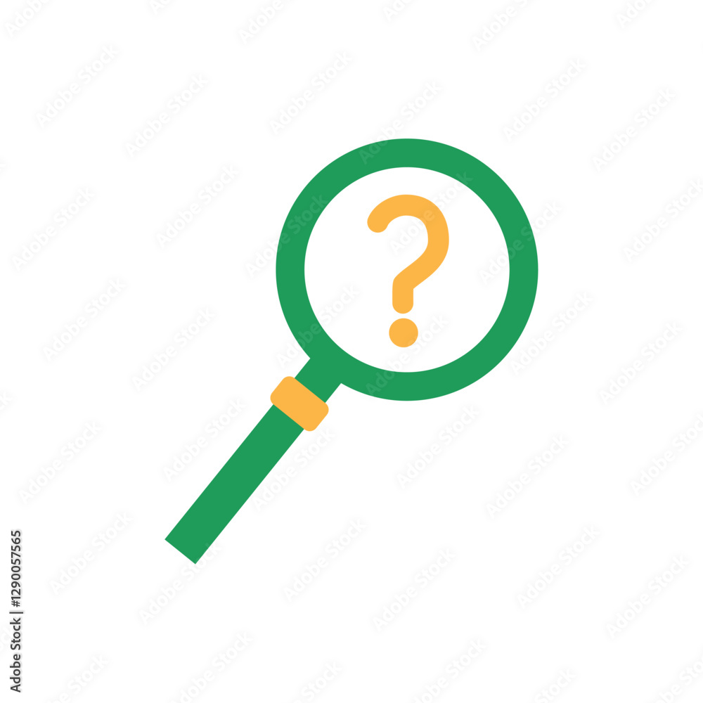 Flat Vector Illustration of a Magnifying Glass with Question Mark – Search, Help, and Inquiry Concept Icon Flat Vector Illustration of a Magnifying Glass with Question Mark – Search, Help, and Inquiry Concept Icon
