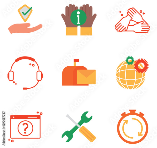 Set of vector help icons with white background