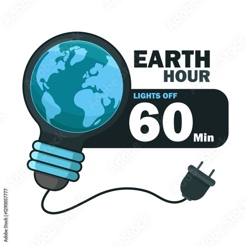 Happy Earth Hour Day Illustration with Lightbulb