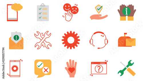 Set of vector help icons with white background