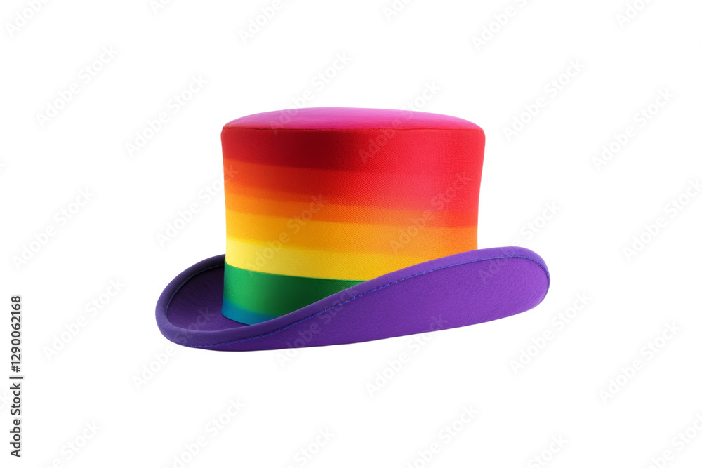 Fototapeta premium Rainbow hat with a purple brim, isolated