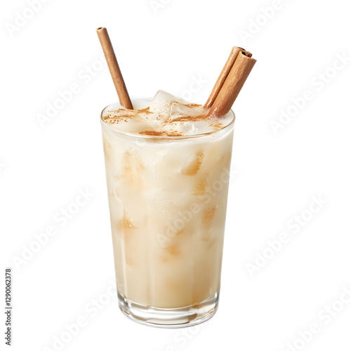 Refreshing Horchata Beverage with Cinnamon Garnish on Wooden Table