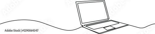 Laptop in continuous line drawing style. Online business idea concept Vector minimalist design. Laptop Single Line Icon.