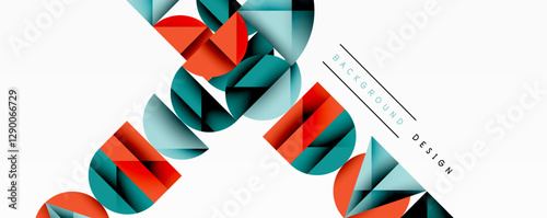 Abstract geometric pattern with intersecting circles and triangles in gradients. The high-contrast composition creates depth and a dynamic, modern aesthetic