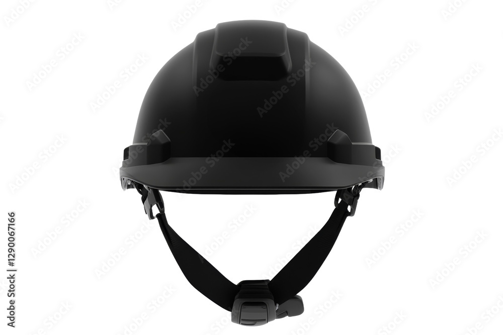 Fototapeta premium Black helmet with a visor and a strap, isolated