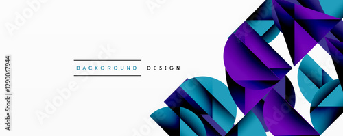 Abstract geometric pattern with intersecting circles and triangles in gradients. The high-contrast composition creates depth and a dynamic, modern aesthetic