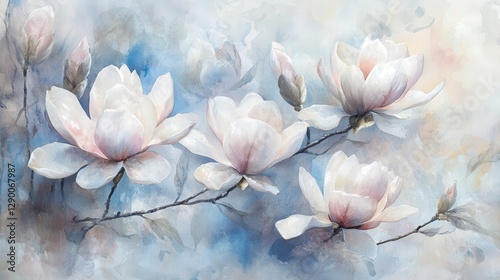 Elegant Magnolia Blooms with Light Pink Accents