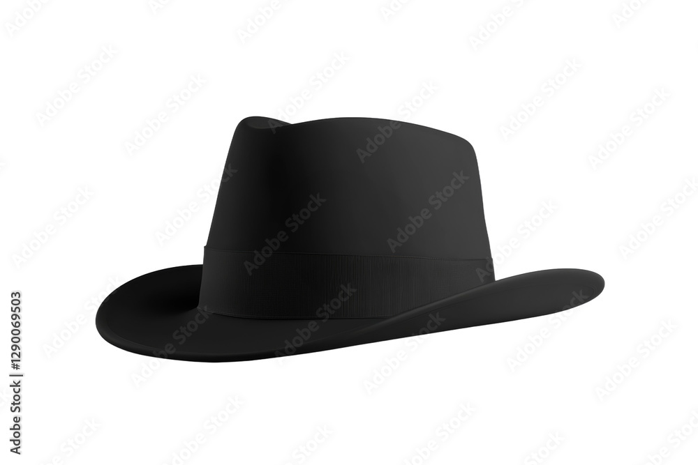 Black hat with a black band sits on a white background, isolated Black hat with a black band sits on a white background, isolated