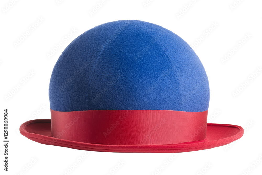 Fototapeta premium Blue and red hat with a red ribbon, isolated