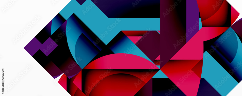 Abstract geometric composition with interlocking circular and angular shapes, featuring smooth gradients and sharp contrasts on a white background Abstract geometric composition with interlocking circular and angular shapes, featuring smooth gradients and sharp contrasts on a white background