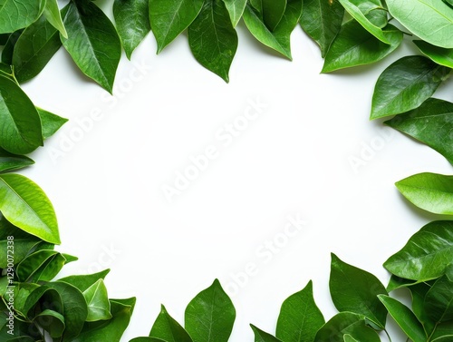 A beautiful arrangement of green leaves displayed on a clean white background enhancing natural vibrancy