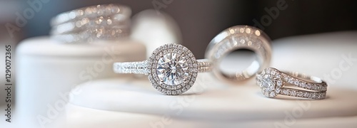 A sophisticated jewelry boutique showcasing sparkling diamond collections