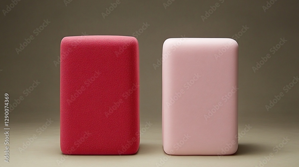 Two rectangular, colored blocks in a studio setting Two rectangular, colored blocks in a studio setting