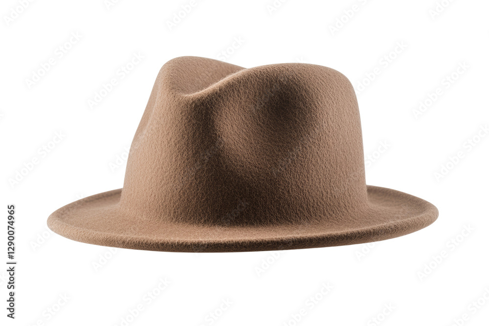 Tan hat with a pointy top and a round brim, isolated Tan hat with a pointy top and a round brim, isolated