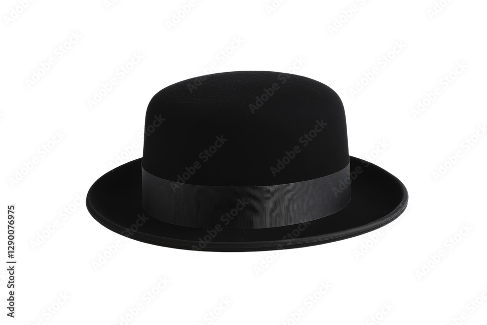 Black hat with a black ribbon around it, isolated Black hat with a black ribbon around it, isolated