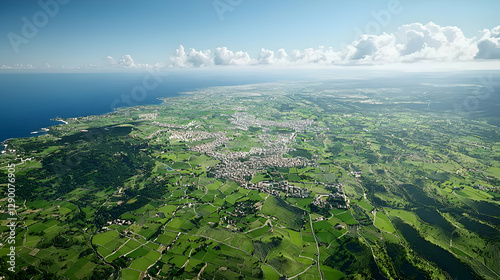 Coastal City Aerial View on a Sunny Day