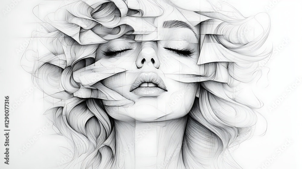 Fototapeta premium Artistic exploration of identity creative space digital art contemporary style close-up vision conceptual expression